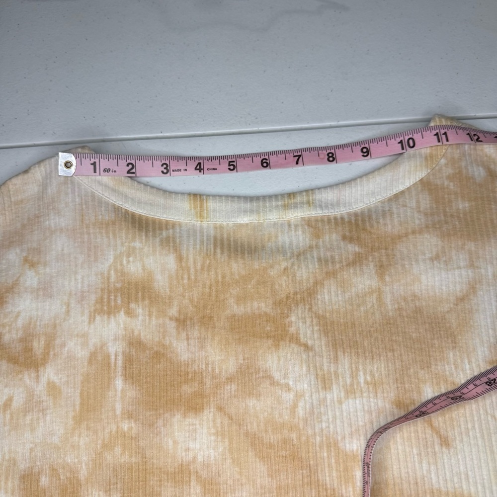 Umgee Gold Mix Tie Dye Long Dolman Sleeve Top Ribbed Henley Women’s Size Large - Picture 4 of 9